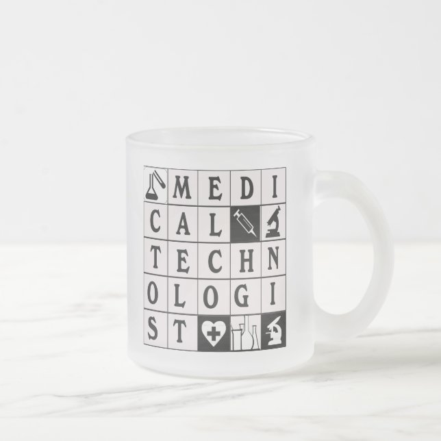 MEDICAL TECHNOLOGIST GRID / BLOCK / PUZZLE FROSTED GLASS COFFEE MUG (Right)