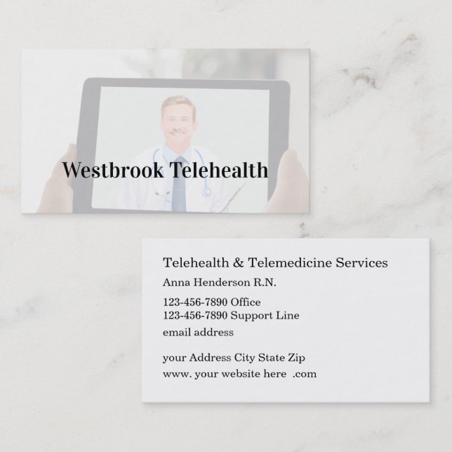 Medical Telehealth Telemedicine Services  Business Business Card (Front/Back)