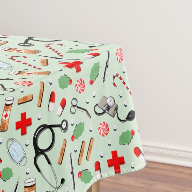 Medical Themed Holiday Party Tablecloth (In Situ)