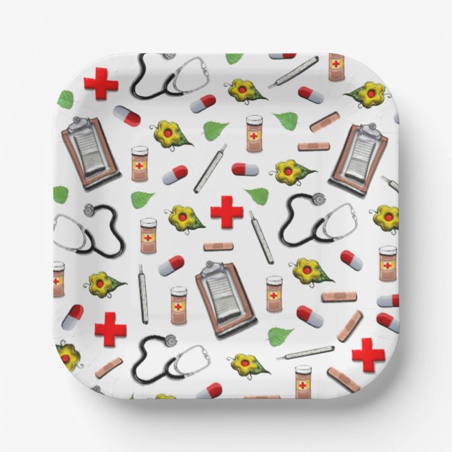 Medical Themed Retirement Party Paper Plate (Front)