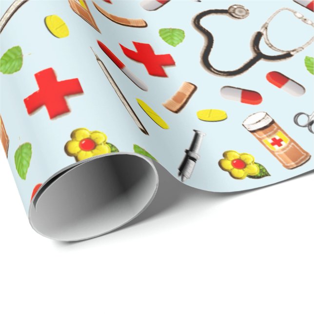 Medical Themed Wrapping Paper (Roll Corner)
