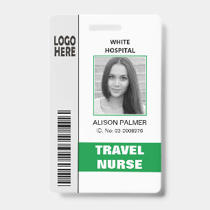 Medical travel nurse logo photo ID template green Badge