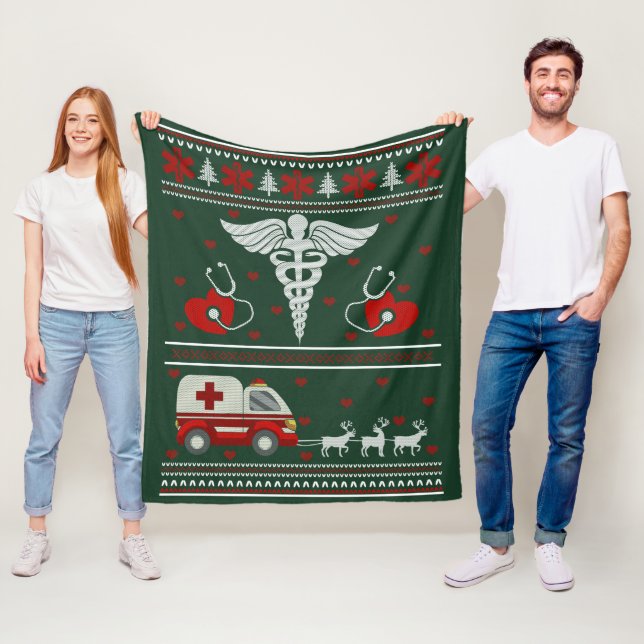 Medical Ugly Holiday Sweater Fleece Blanket (In Situ)