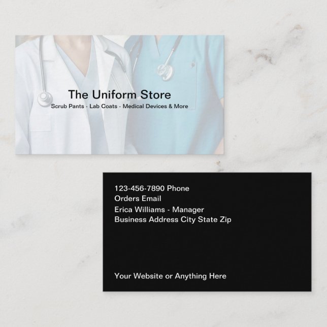 Medical Work Uniform Outlet Business Card (Front/Back)
