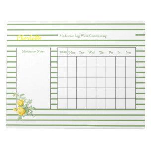 Medication Log Sheets Personalised Notepad
