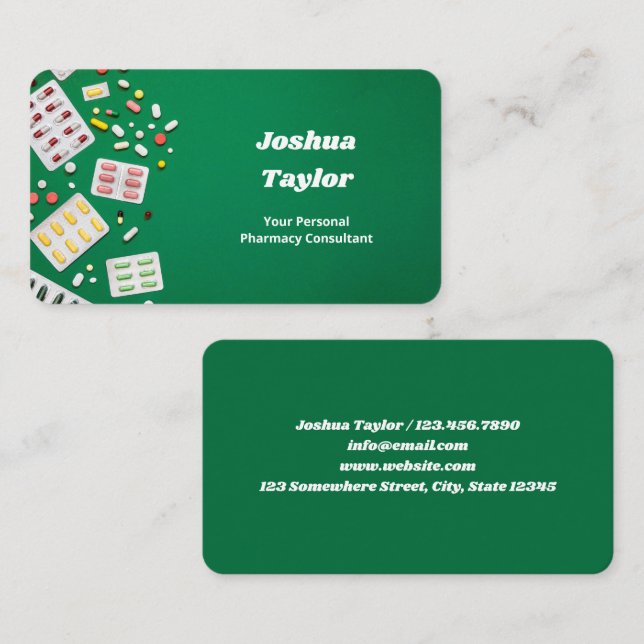 Medication Pharmacist Business Card (Front/Back)