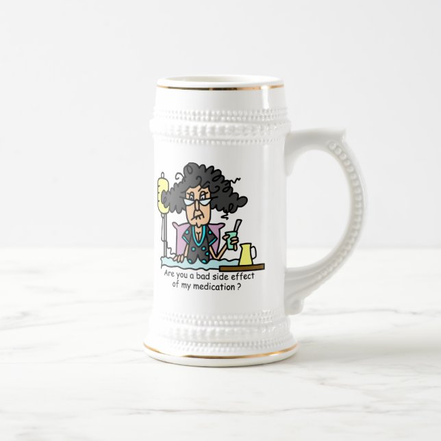 Medication Side Effect Dark Hair Beer Stein (Right)