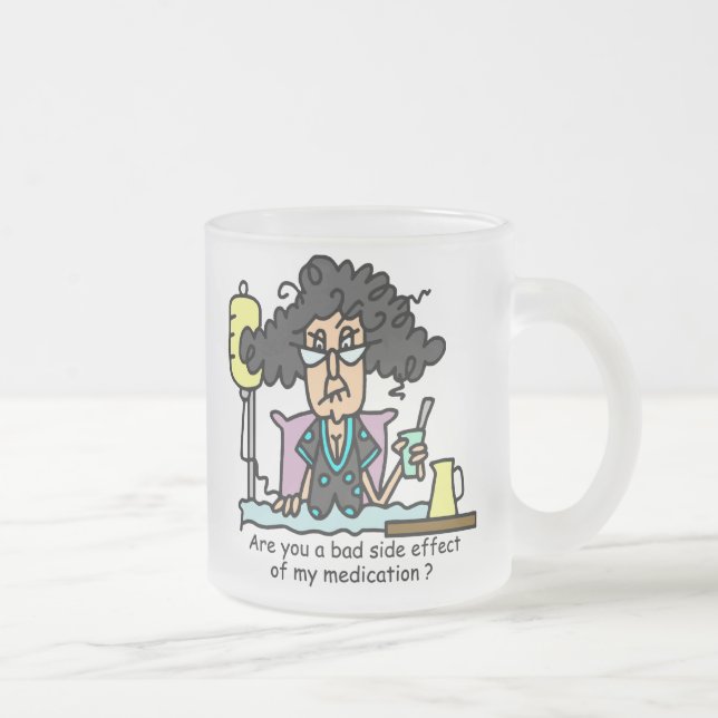 Medication Side Effect Dark Hair Frosted Glass Coffee Mug (Right)