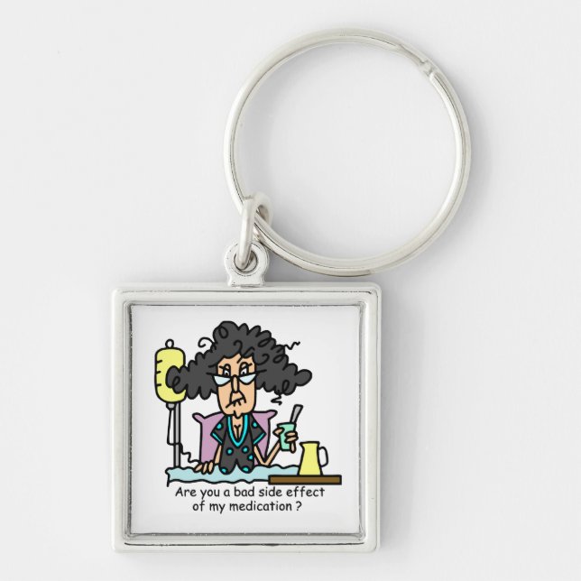 Medication Side Effect Dark Hair Key Ring (Front)