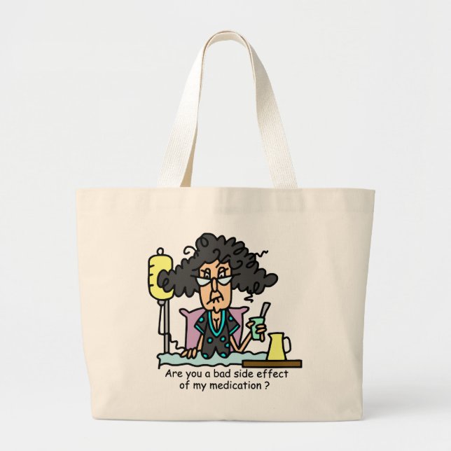 Medication Side Effect Dark Hair Large Tote Bag (Front)