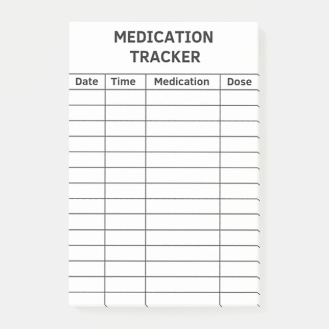 Medication Tracker Medical Checklist Notes (Front)