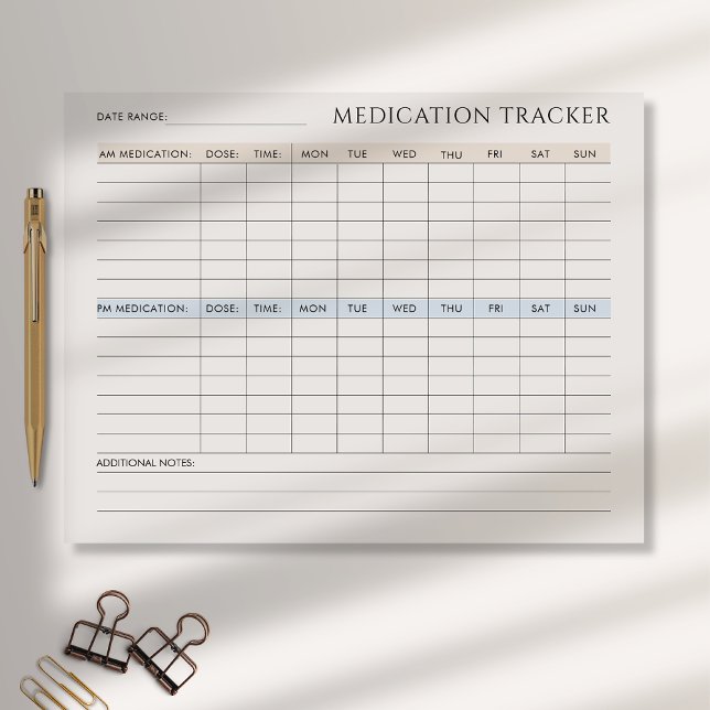 Medication Tracker Tearaway Notepad (Creator Uploaded)