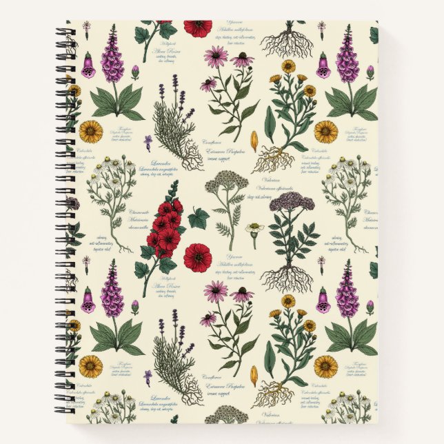 Medicinal Garden Herbarium on off white Notebook (Front)