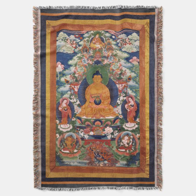 Medicine Buddha Throw Blanket (Front Vertical)