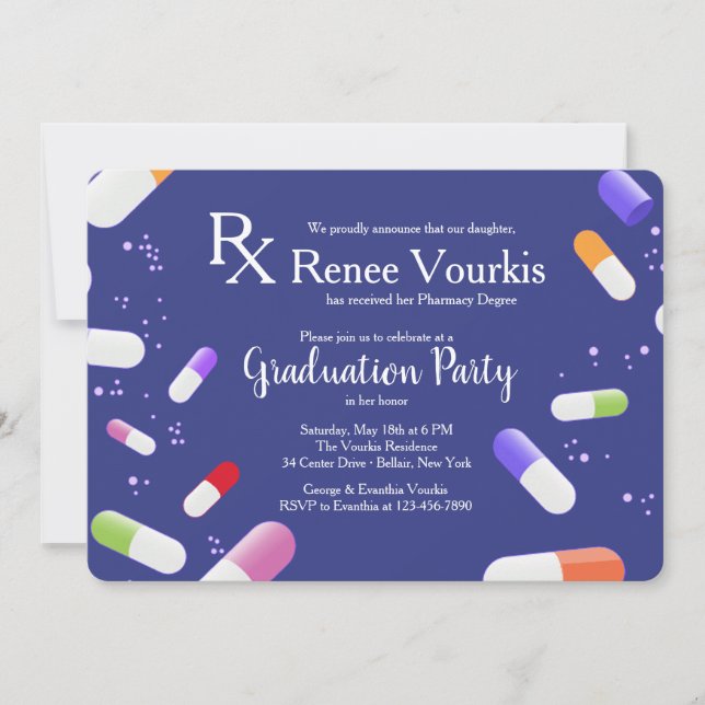 Medicine Capsules Graduation Party Invitation (Front)