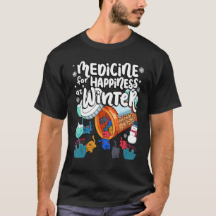 Medicine For Happiness At Winter Cat Gummies Eater T-Shirt