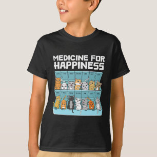 Medicine For Happiness Cats Gift For Men Women Fun T-Shirt