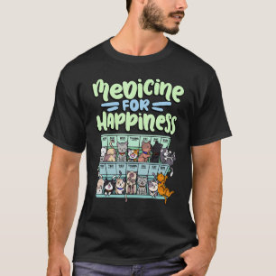 medicine for happiness pill box animals cat breeds T-Shirt