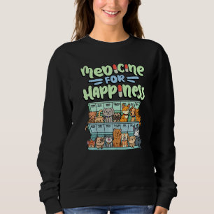 medicine for happiness pill box animals dog breeds sweatshirt