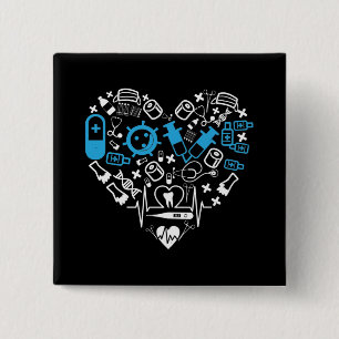 Medicine - Heart From Medicine Equipment 15 Cm Square Badge
