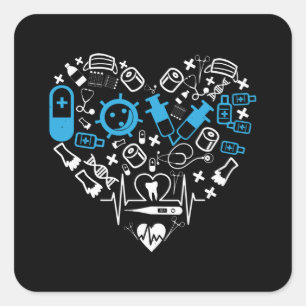 Medicine - Heart From Medicine Equipment Square Sticker