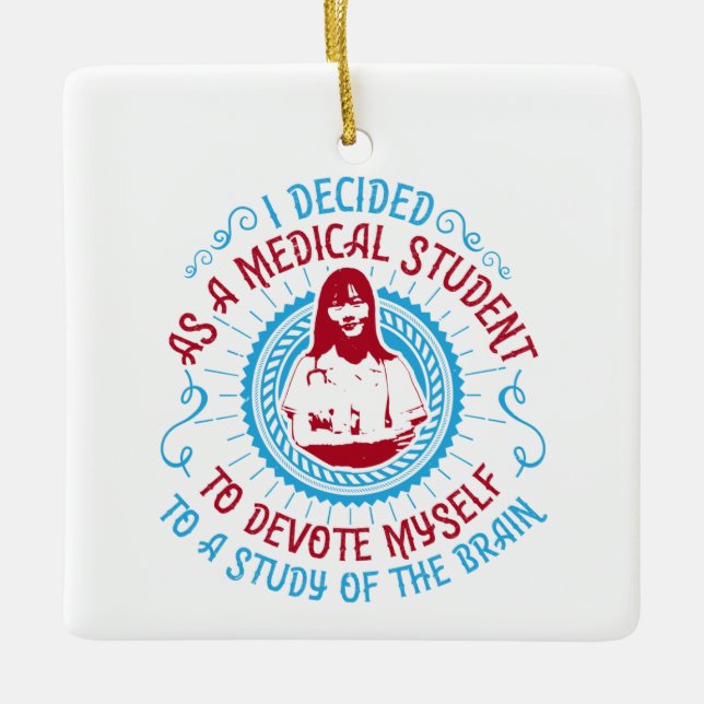 Medicine - Medical Student Studies Brain Ceramic Ornament (Front)