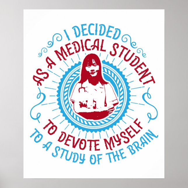 Medicine - Medical Student Studies Brain Poster (Front)