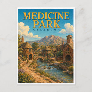 Medicine Park Oklahoma Cobblestone Village GeoSaga Postcard