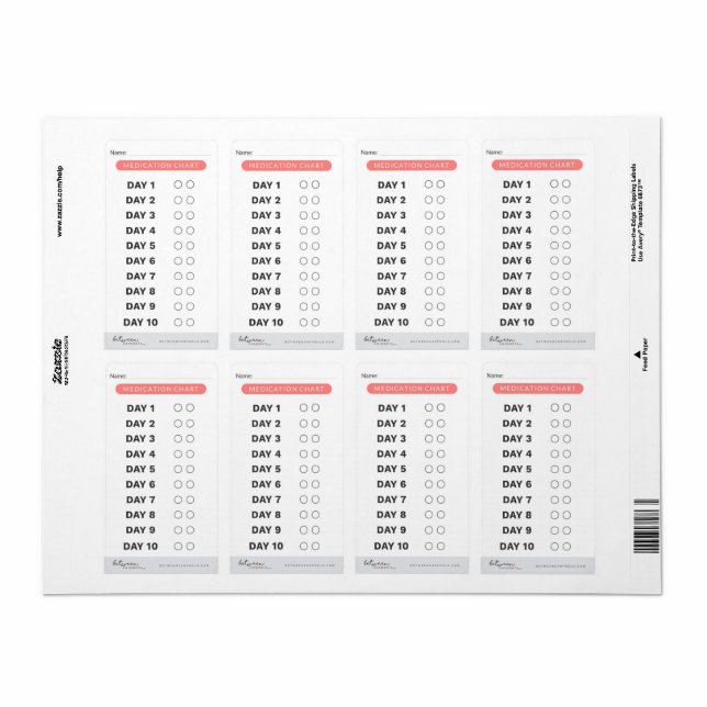 Medicine Tracker Labels (Full Sheet)