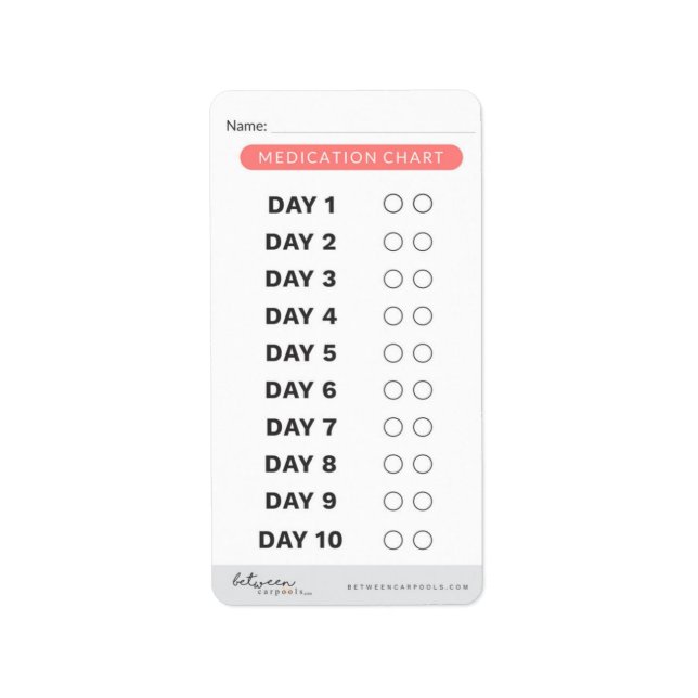 Medicine Tracker Labels - Small (Front)