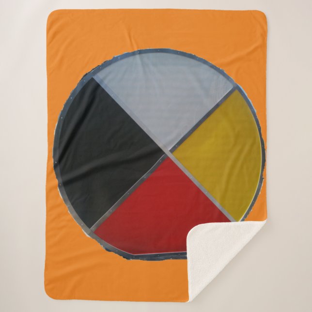 Medicine Wheel Large Sherpa Blanket (Front)