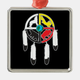 Medicine Wheel Metal Tree Decoration