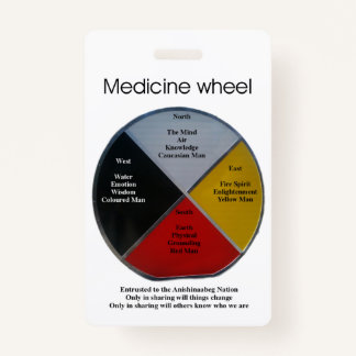 Medicine Wheel Words Vertical Badge ID Badge