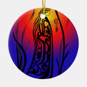 Medicine Woman Sunrise Prayers Ceramic Tree Decoration
