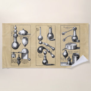 Medieval Alchemy Tools Beach Towel