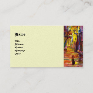 MEDIEVAL ALLEY BY NIGHT IN FLORENCE pearl Business Card