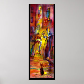 Medieval alley by night in Florence Poster