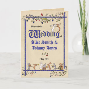 Medieval animals bride & groom wedding programme