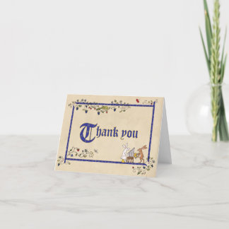 Medieval animals thank you folded card