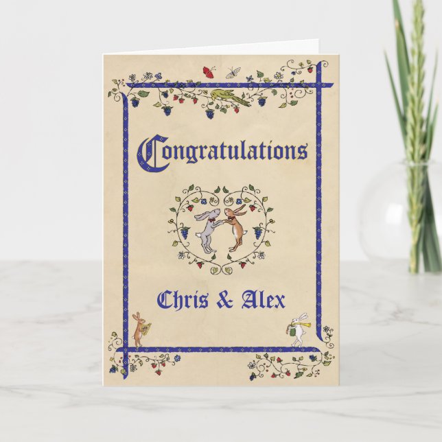 Medieval animals wedding card (Mr & Mr) (Front)
