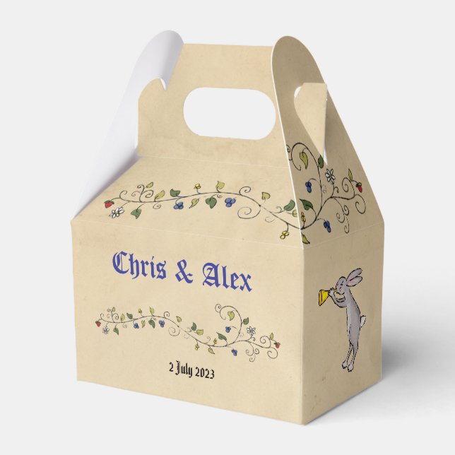 Medieval animals wedding favor box (Front Side)