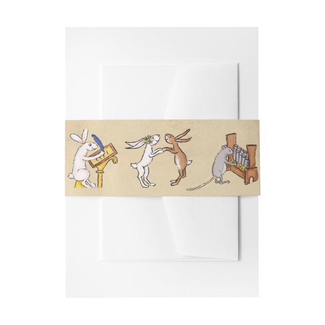 Medieval animals wedding invitation bellyband invitation belly band (Front Example)