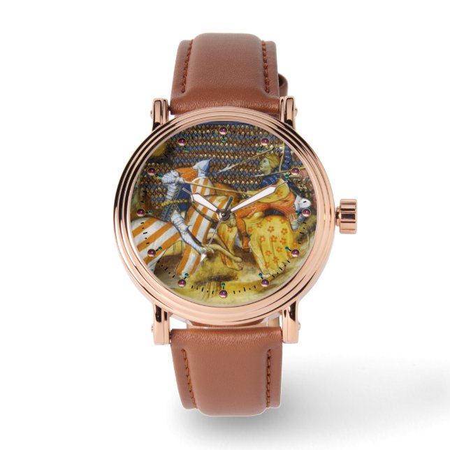 MEDIEVAL BATTLE, FIGHTING KNIGHTS HORSEBACK WATCH (Front)