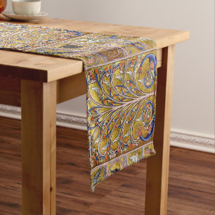 MEDIEVAL BESTIARY,BIRDS ON TREE OF LIFE,DRAGONS  LONG TABLE RUNNER
