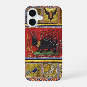 MEDIEVAL BESTIARY,BLACK HEDGEHOG KING and ANIMALS  iPhone 16 Case