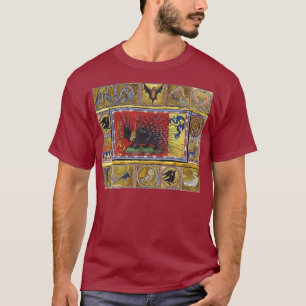 MEDIEVAL BESTIARY,BLACK HEDGEHOG KING and ANIMALS T-Shirt