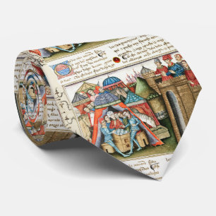 MEDIEVAL BESTIARY,BLACK HEDGEHOG KING and ANIMALS  Tie