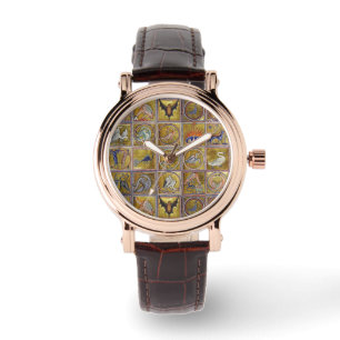 MEDIEVAL BESTIARY, FANTASTIC ANIMALS,GOLD RED BLUE WATCH