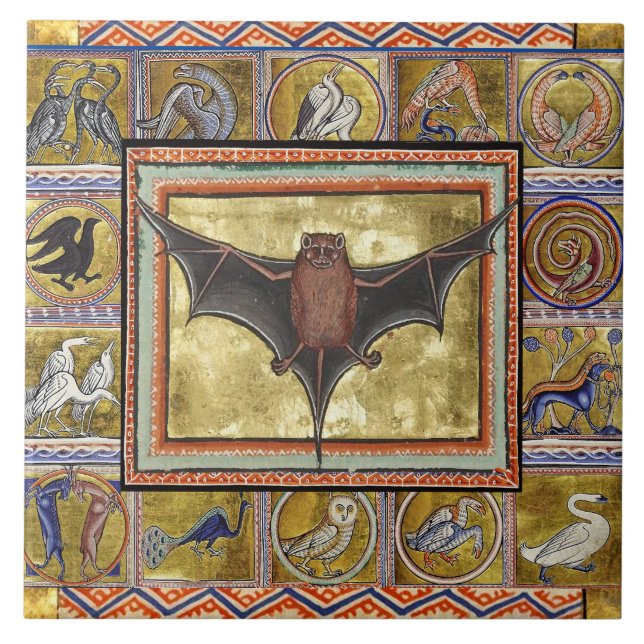 MEDIEVAL BESTIARY,FLYING BAT,FOREST ANIMALS TILE (Front)