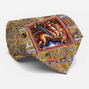 MEDIEVAL BESTIARY,GRYPHON AND WILD BOAR,ANIMALS TIE